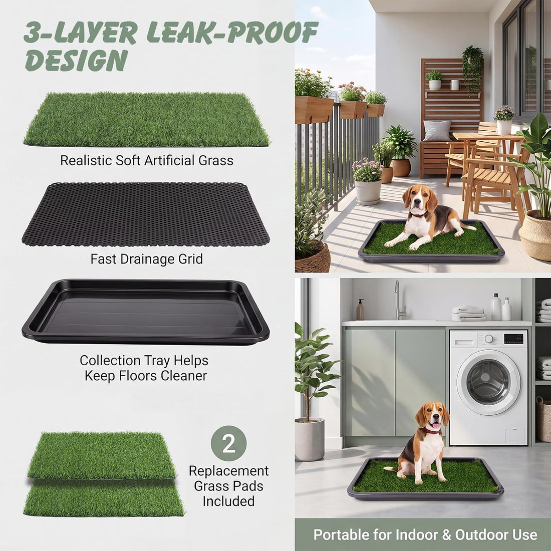 ondware Dog Grass Pad with Tray, 30 x 20 in