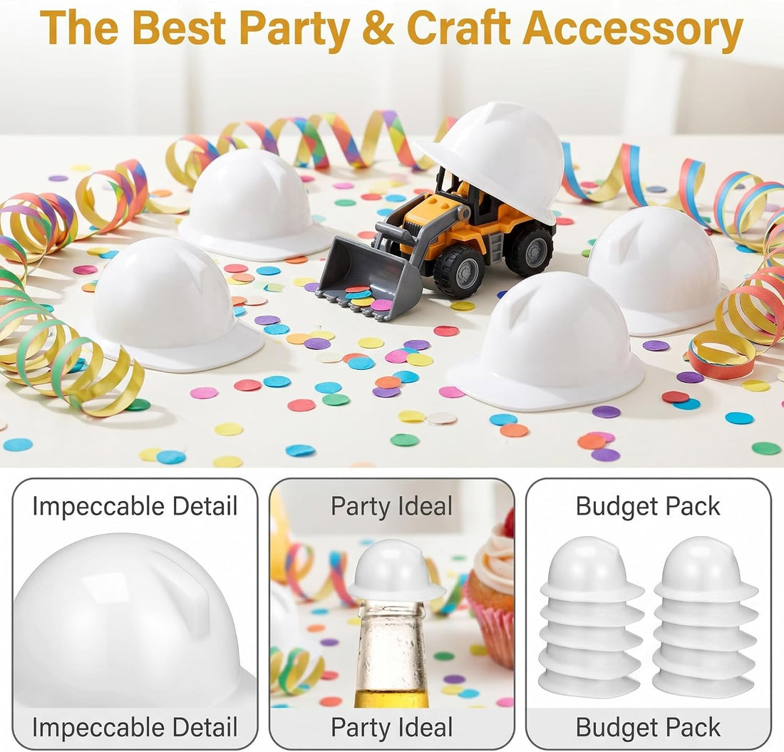 ABOOFAN 10 Pcs Mini Construction Hat White Plastic Mini Helmet