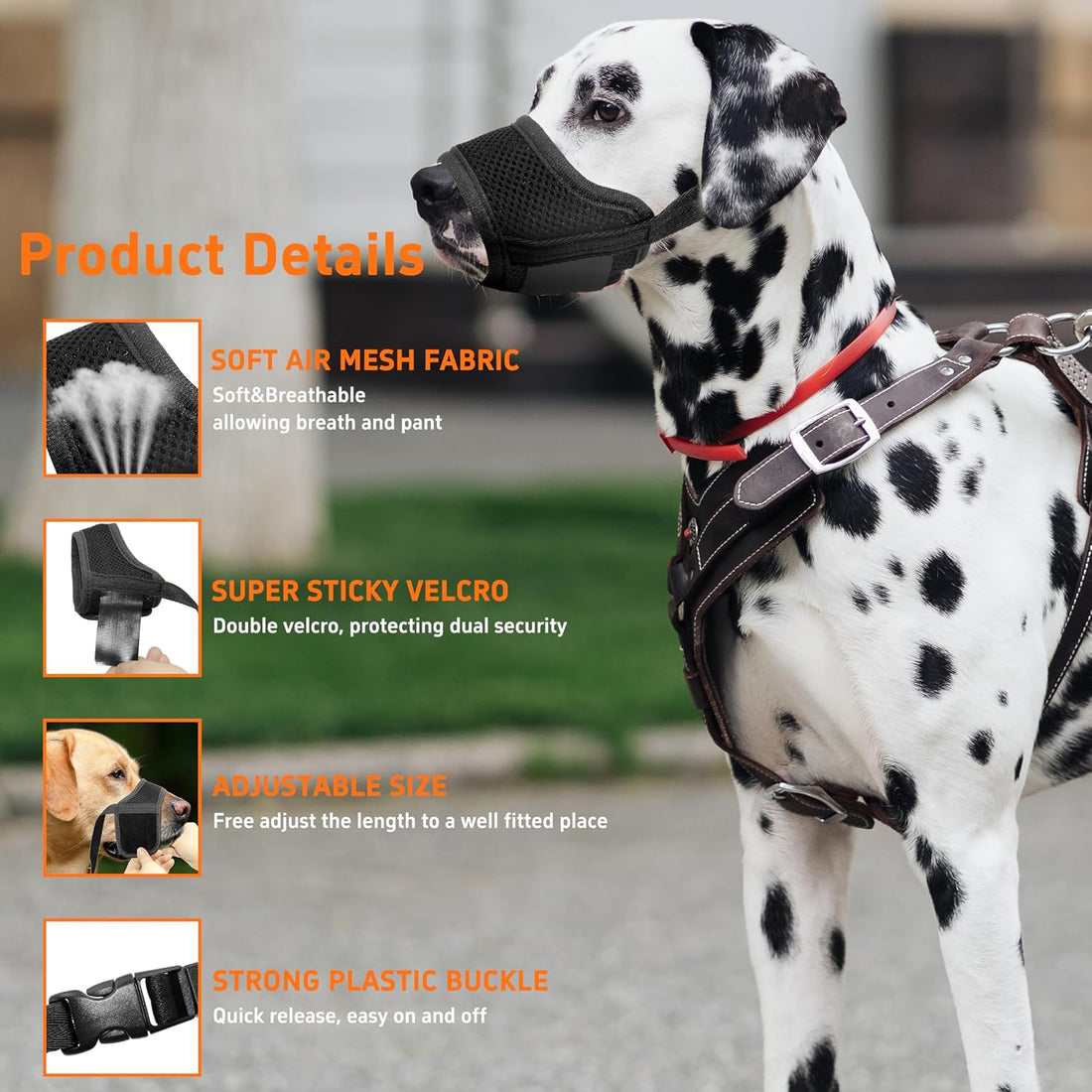 Seyezo Dog Muzzle, Breathable Nylon for Small Medium Large Dogs, Black