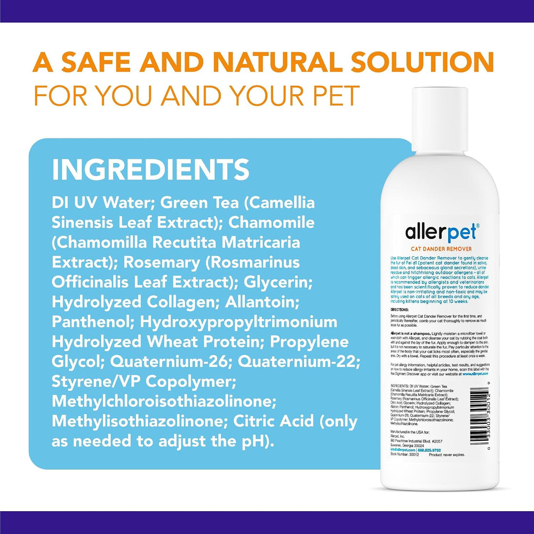 Allerpet Aloe Vera Free Cat Dander Remover - Pet Dander Allergy Relief