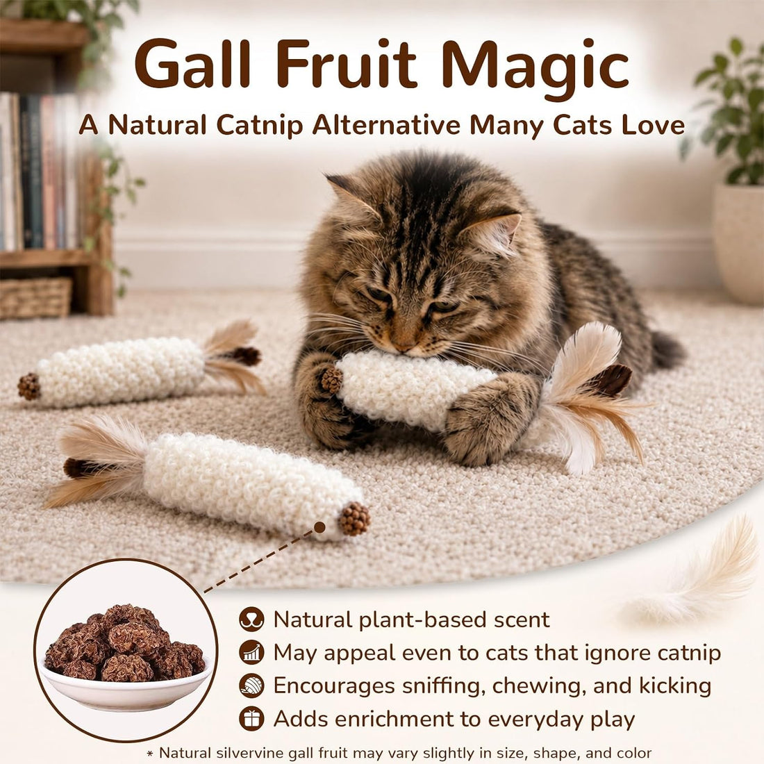 Agape Wool Cat Toys with Catnip & Silvervine Gall Fruit