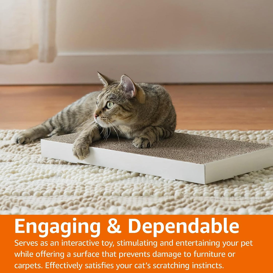 Corrugated Cardboard Cat Scratcher, Scratching Board, Reversible