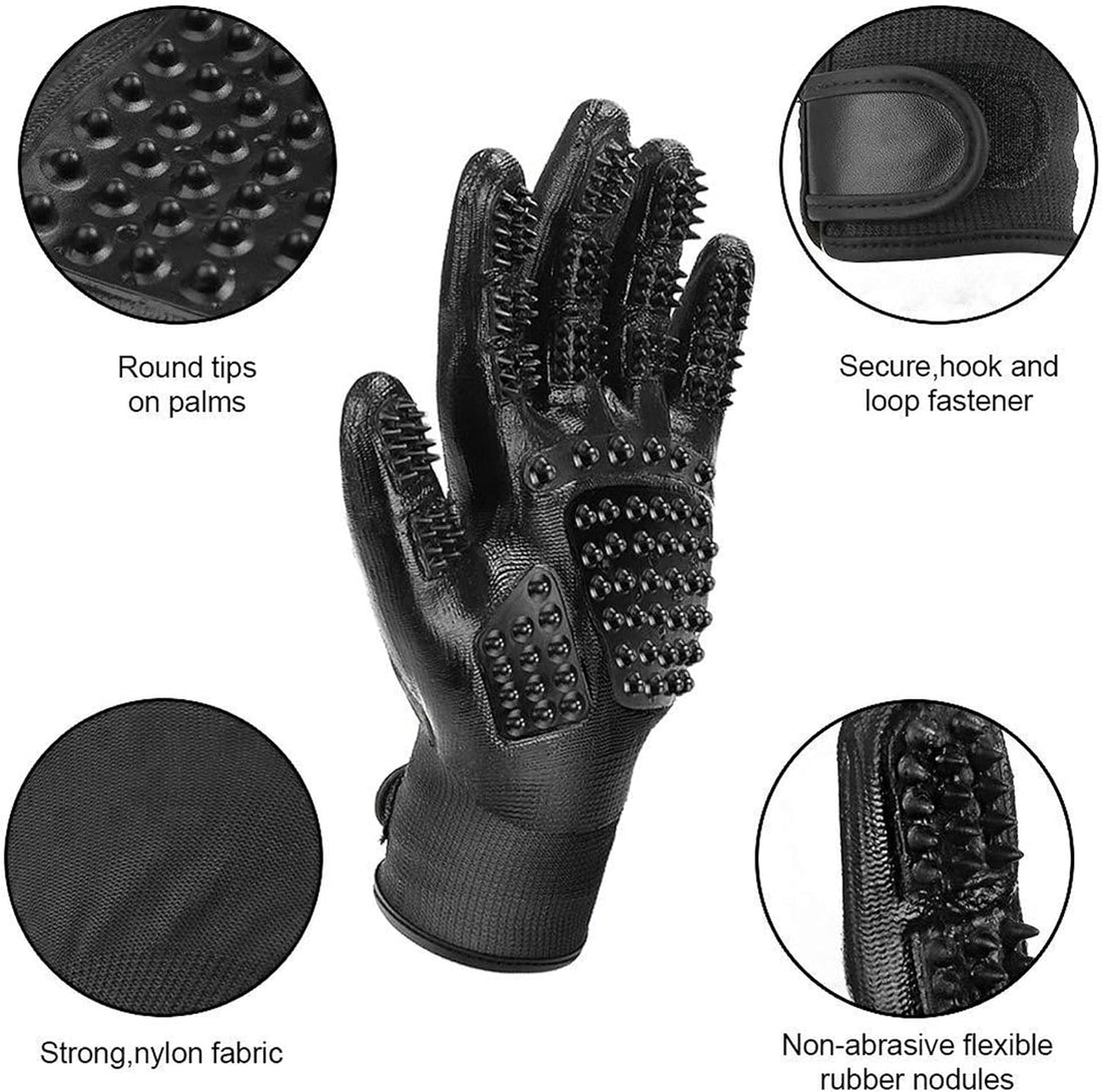 Pet Grooming Glove – Patented Rubber-Massage Shedding Bath & Hair