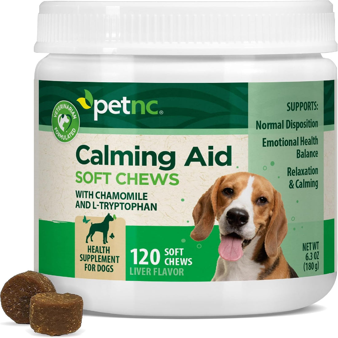 PetNC Calming Aid Soft Chews for Dogs, Chamomile & Melatonin
