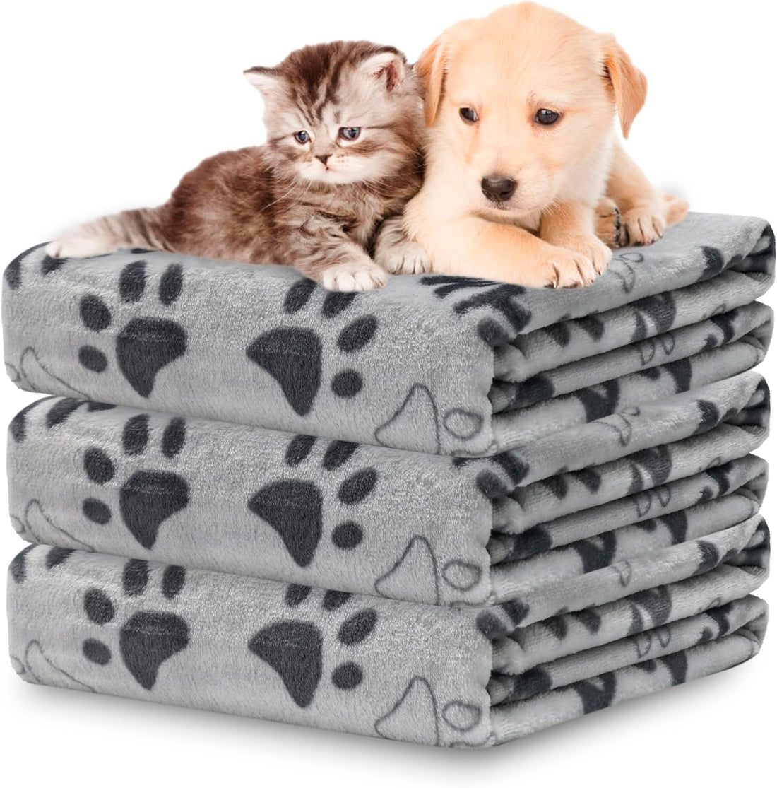 3 Pack Blanket for Large Dogs Soft Reversible Cute Paw 40"x31"