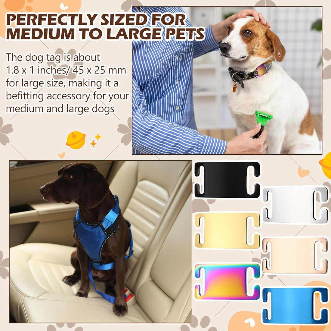 Hicarer 30 Pcs Stainless Steel Dog Tag Blank Pet ID Tags