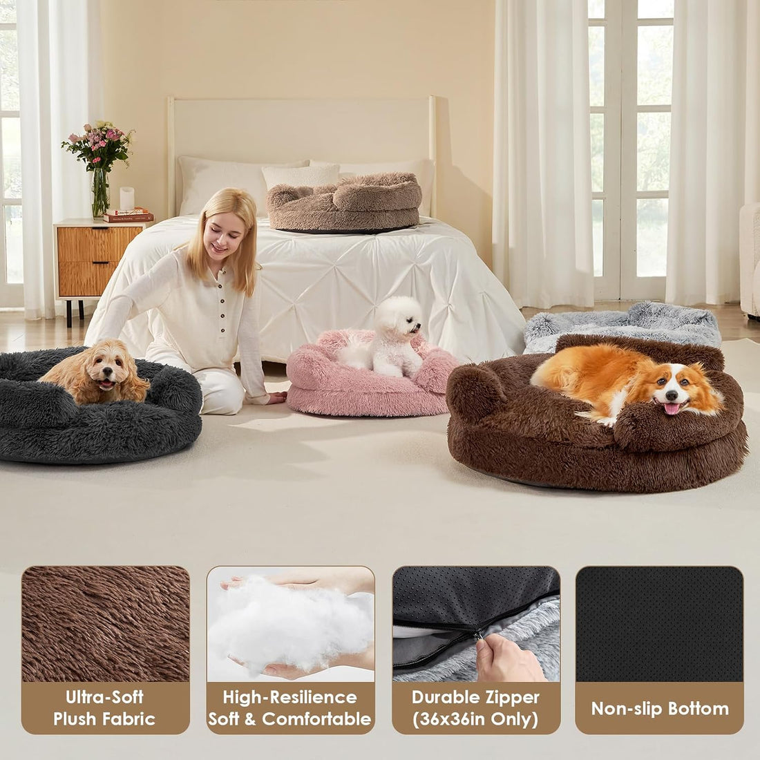 EHEYCIGA 20" Calming Donut Dog Bed for Small Dog & Cat Washable Pet