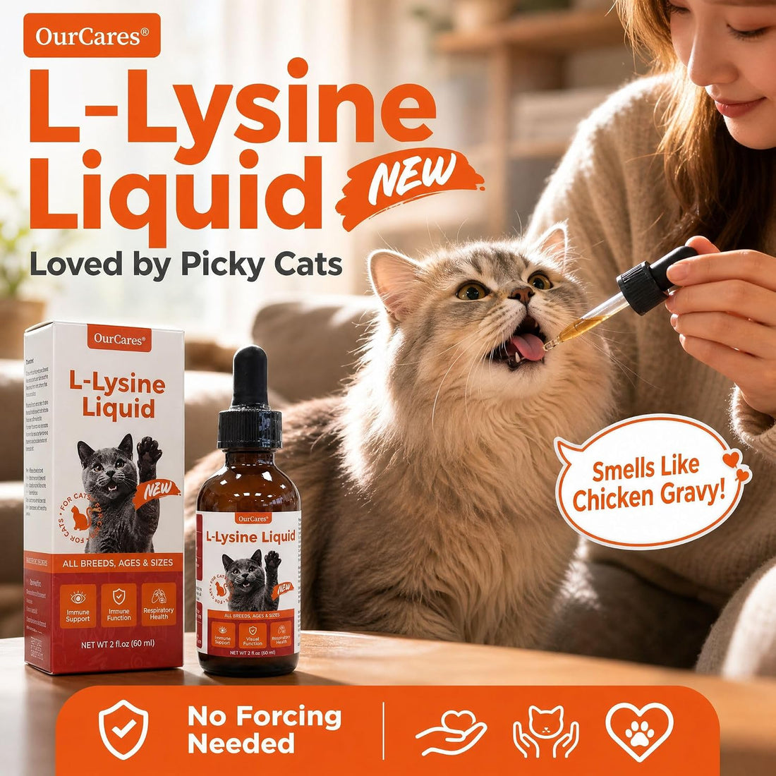 L-Lysine Beta Glucan for Cats Immune & Respiratory Drops 60ml