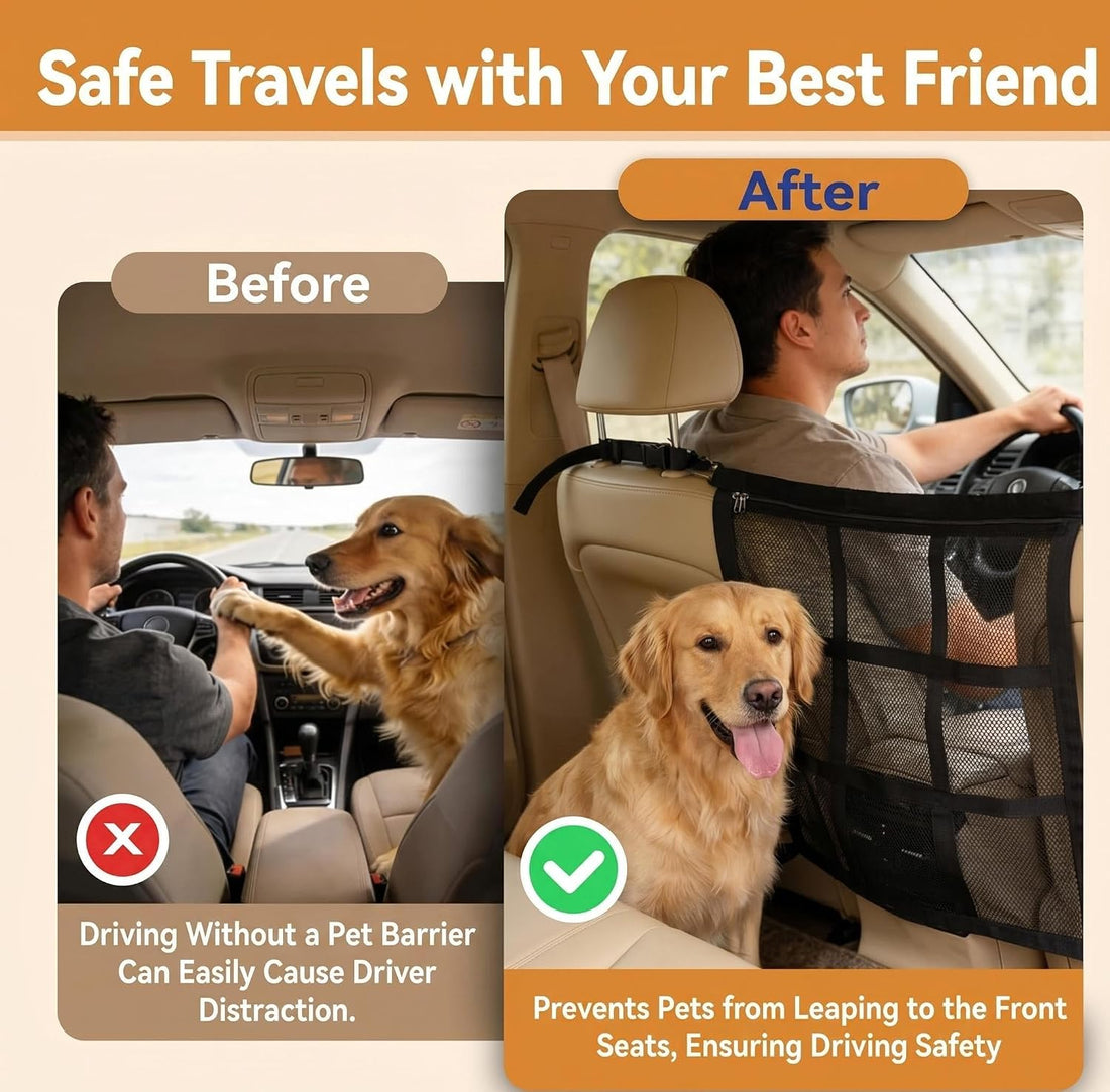 Dog Car Barrier, 9-Grid Reinforced Sturdy Pet Car Divider