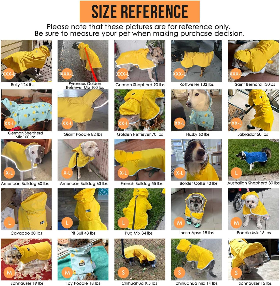 SlowTon Dog Raincoat, Waterproof Dog Rain Jacket with Clear Hooded