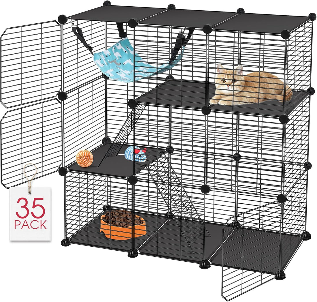 VISCOO Cat Cage, 3-Tier DIY Catio Cat Enclosures, 24"x16"x 36"