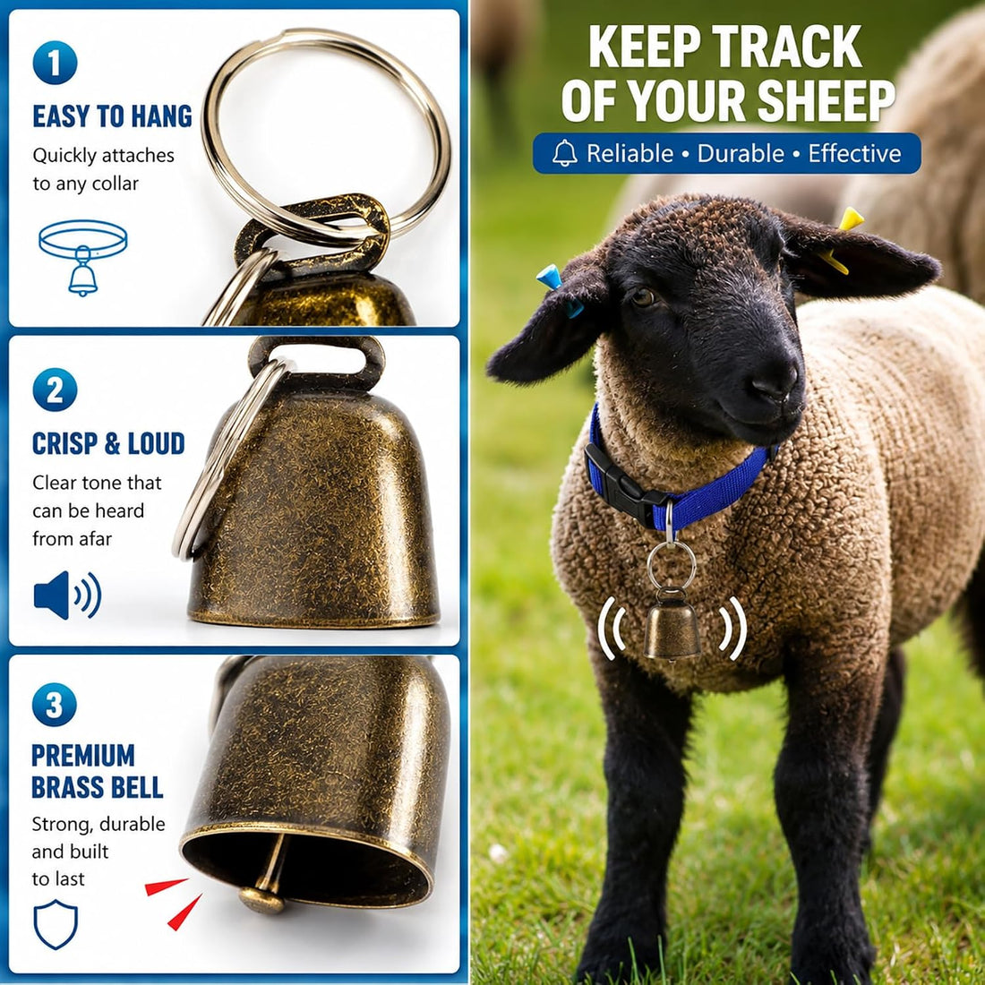 8 Pack Goat Collar with Bell, Adjustable Nylon Collars Set