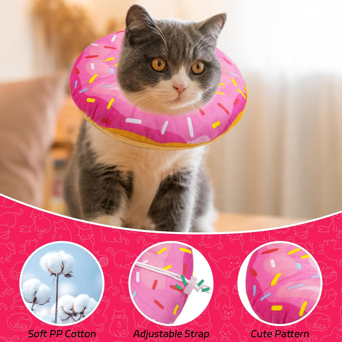 Seyezo Cat Cone Collar Soft, Adjustable Cat Recovery Collars Spay