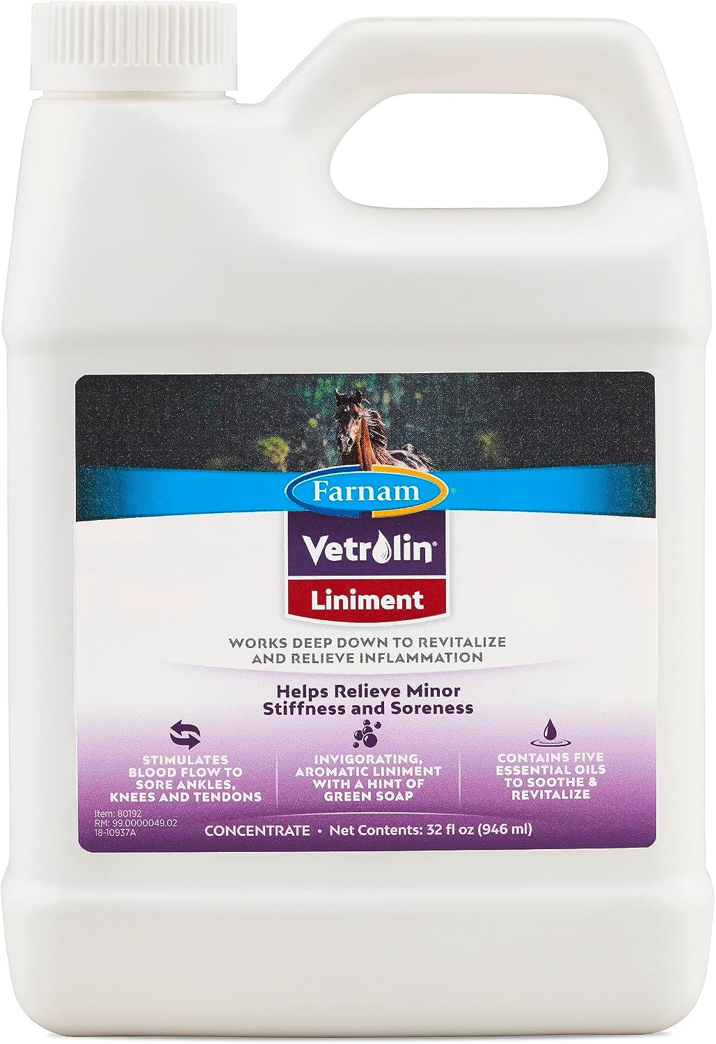 Farnam Vetrolin Horse Liniment to Relieve Inflammation, 32 oz