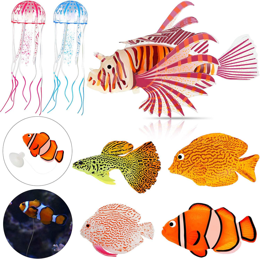 Weewooday 7 Pcs Artificial Fish Glowing Effect