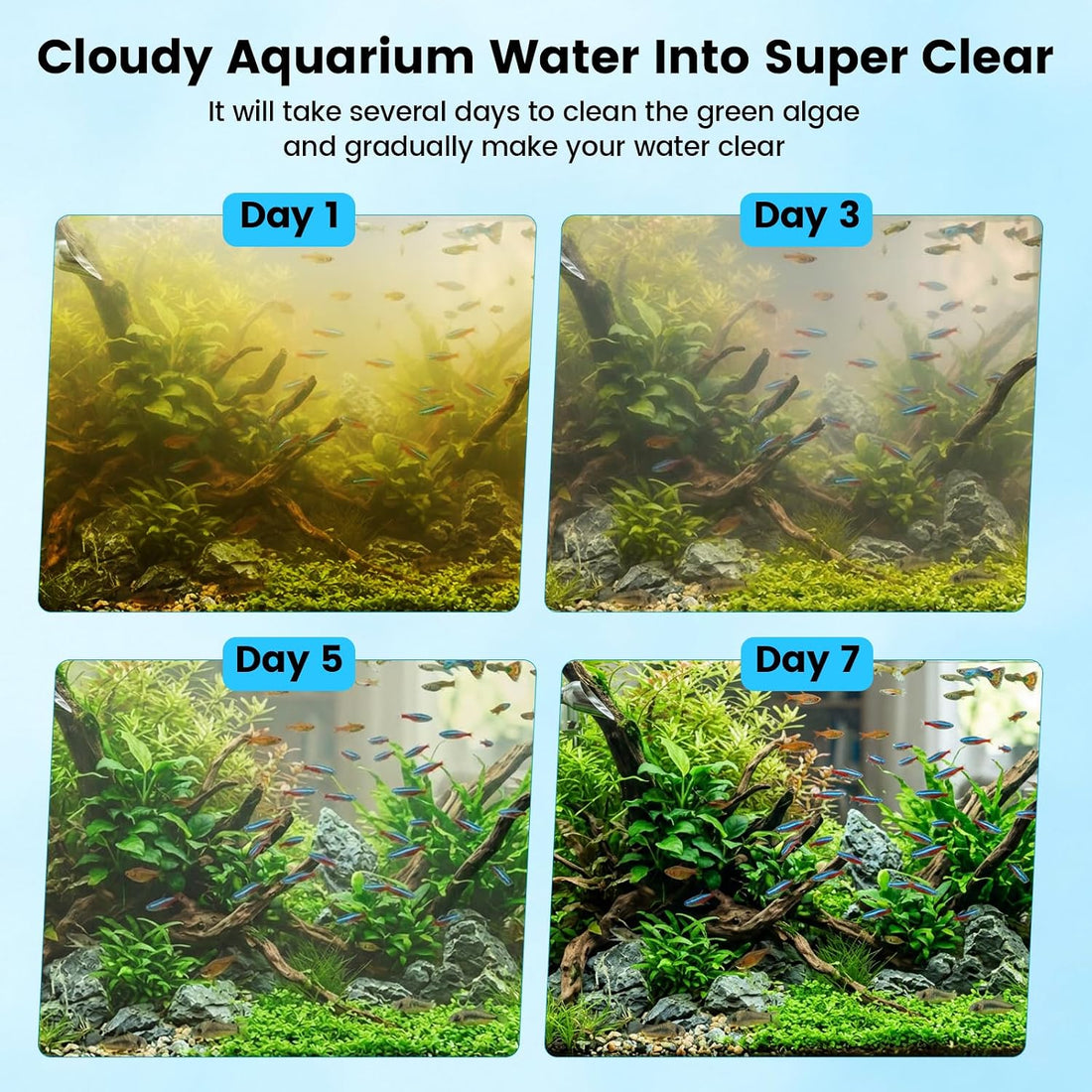 hygger 3W Aquarium U-V Light with Timer for 2-15 Gallon Fish