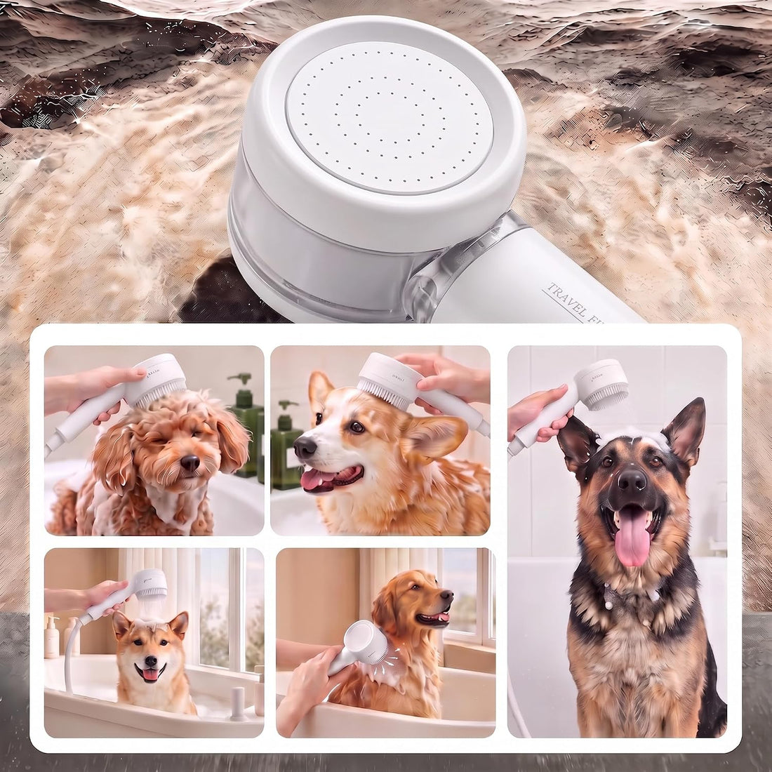 Dog Shower Attachment with 3 Modes