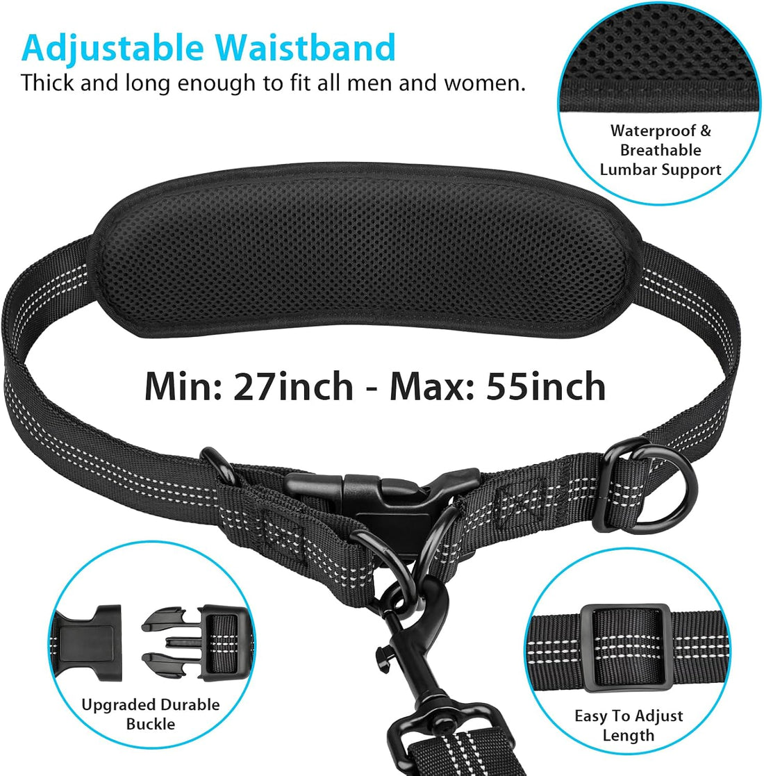 Uppetly Hands Free Dog Running Leash with Zipper Pouch, Dual Handle