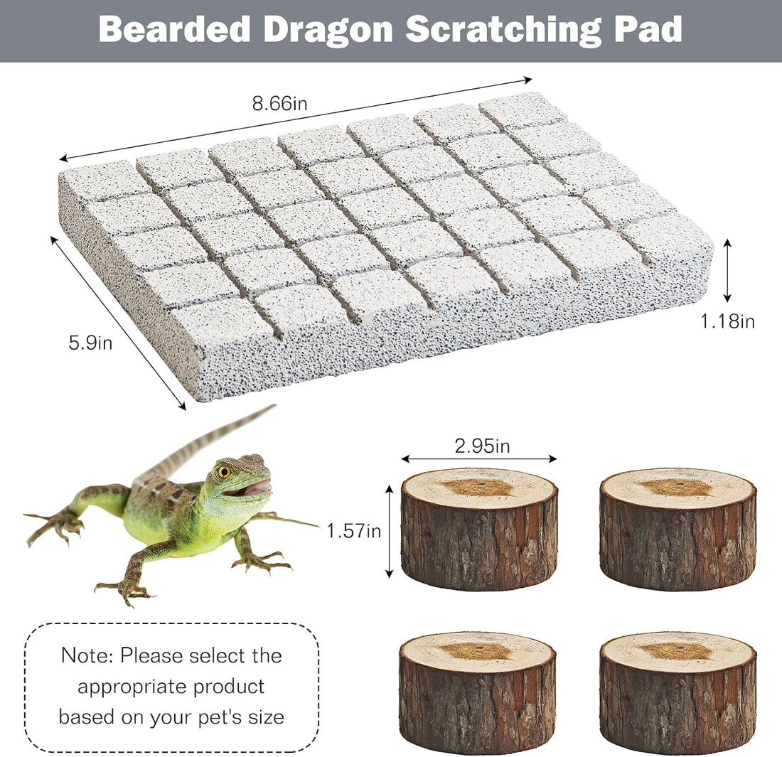 Lizard Scratching Pad, Volcanic Rock Basking Platform with Wooden