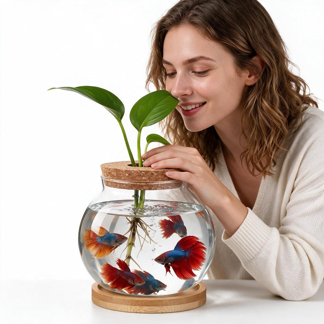 Healifty Desktop Fish Bowl, Glass Hydroponic Planter Tank Kit 5. 1 X