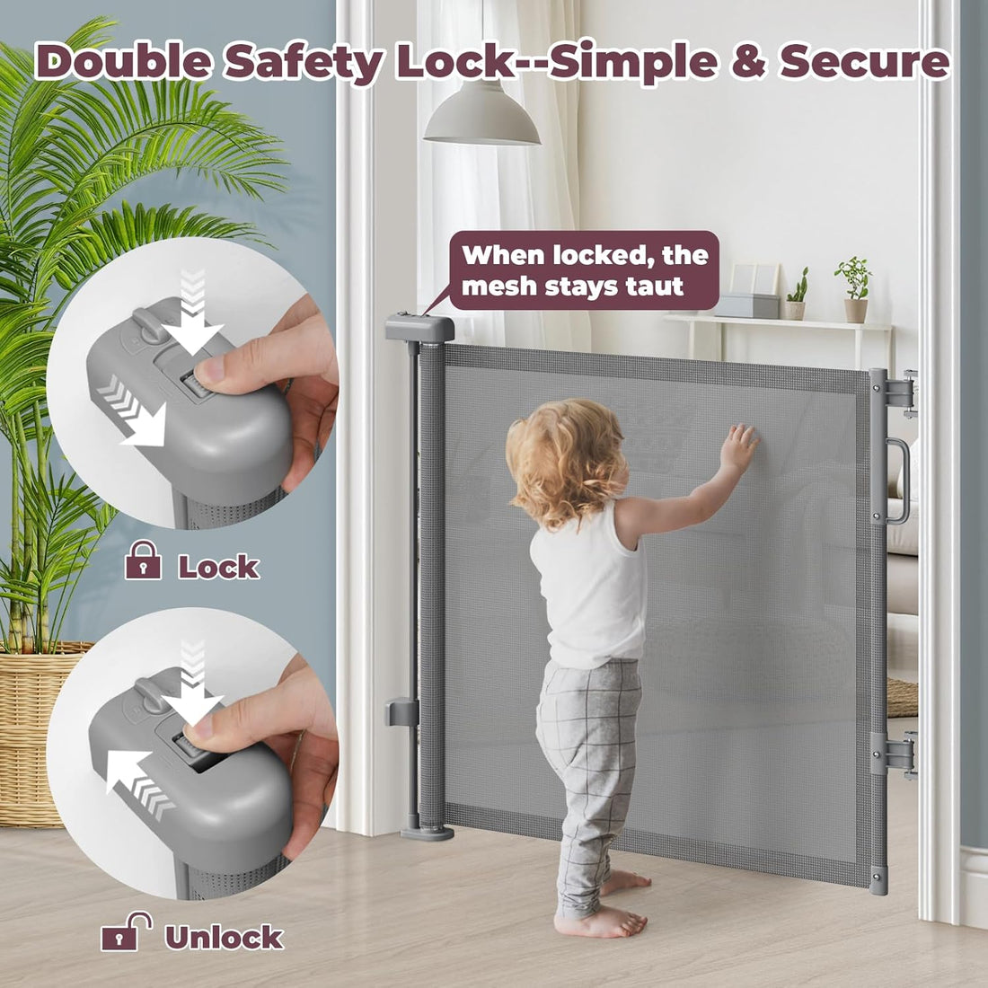 Cideny Retractable Baby Gate for Stairs & Doorways