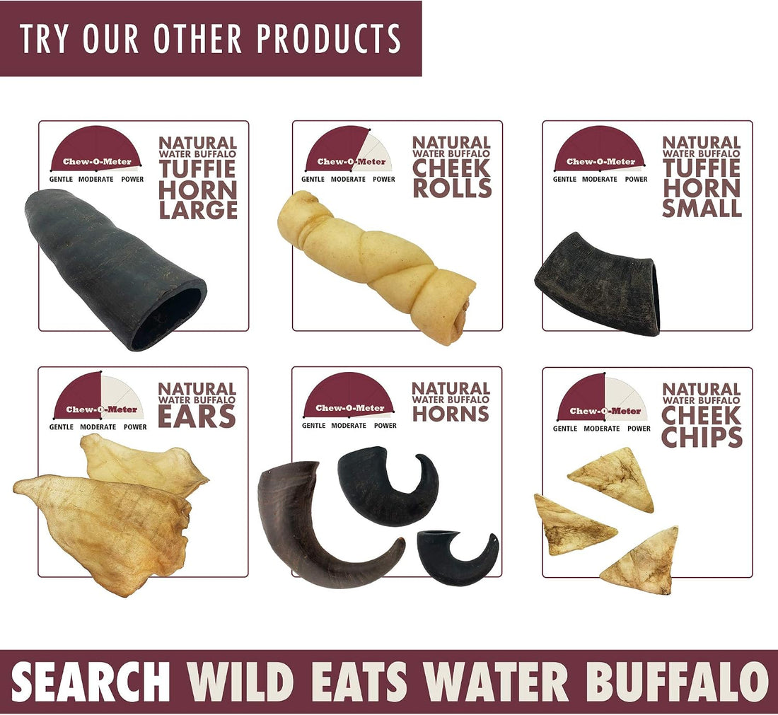 Wild Eats Water Buffalo Horn Dog Bones and Chews, 4 Pack, Medium