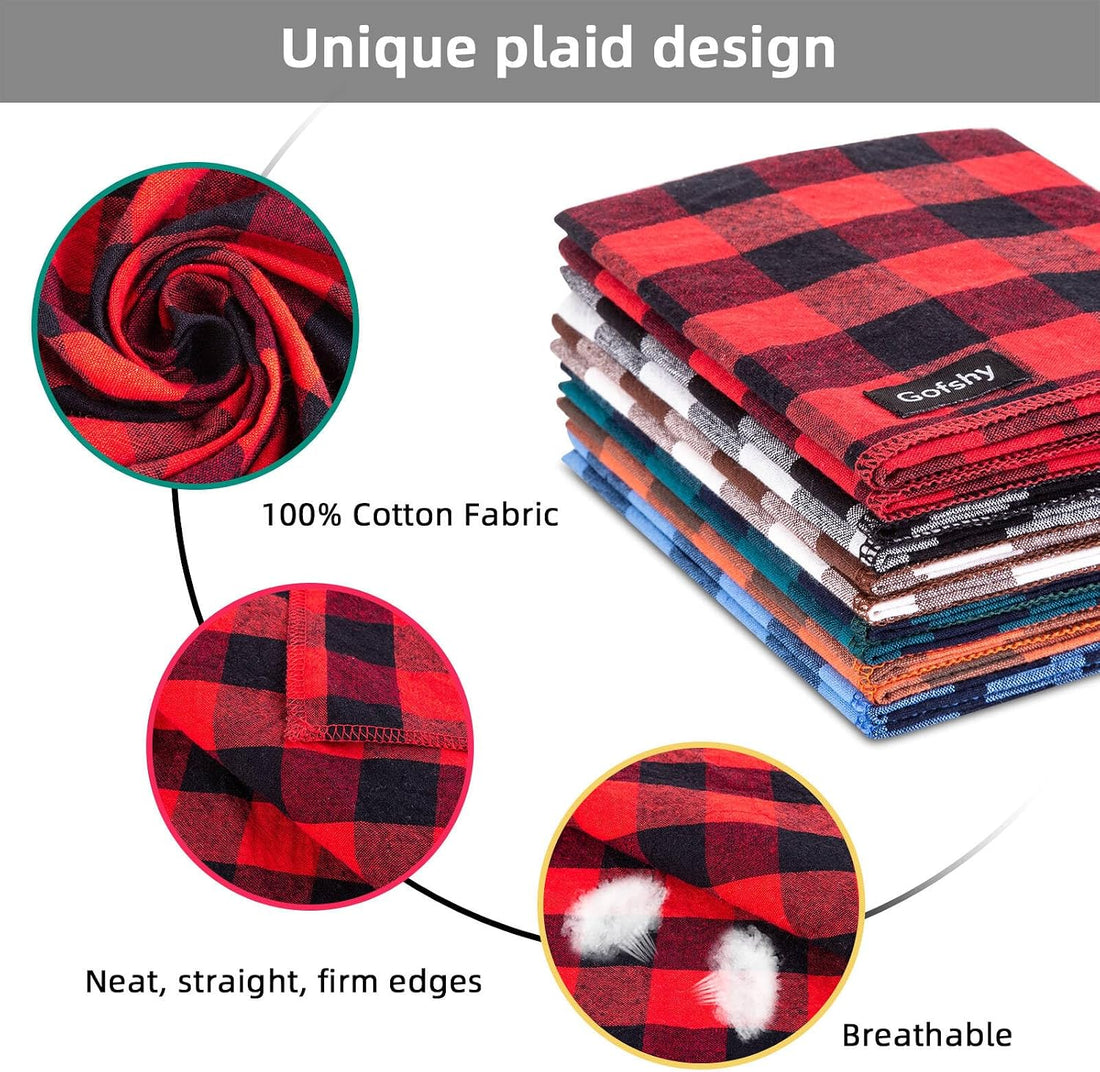 Gofshy Boy Dog Bandana Large- Blue Black Dog Scarf Buffalo Plaid
