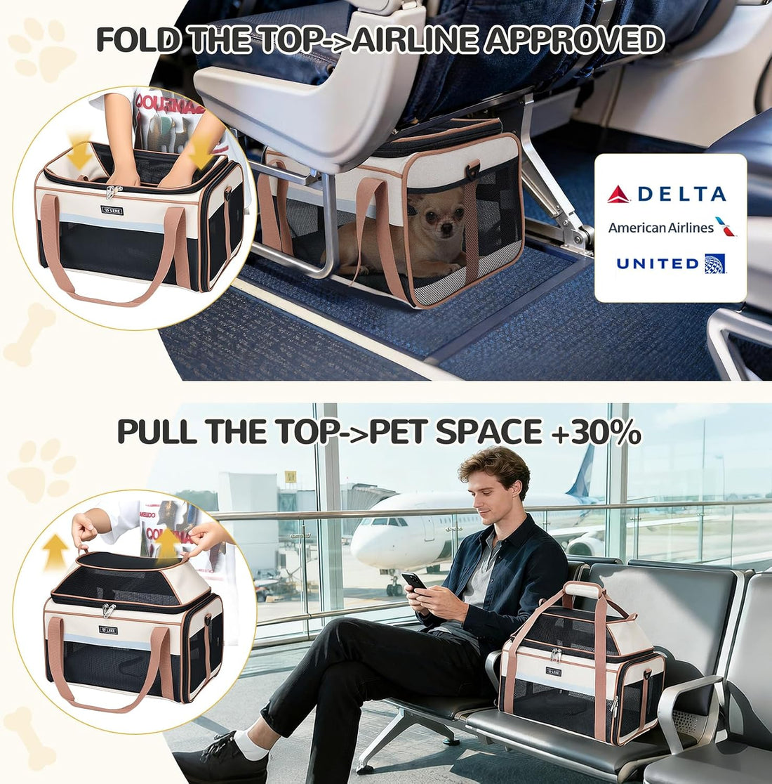 Lekereise Top-Expandable Pet Carrier 18x11x11Inch Delta American