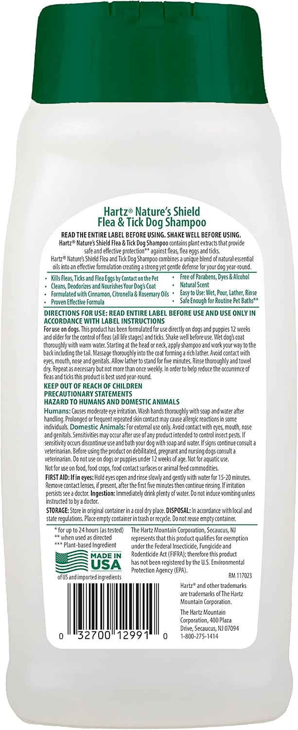 Hartz Nature’s Shield Flea & Tick Dog Shampoo Maximized Botanical