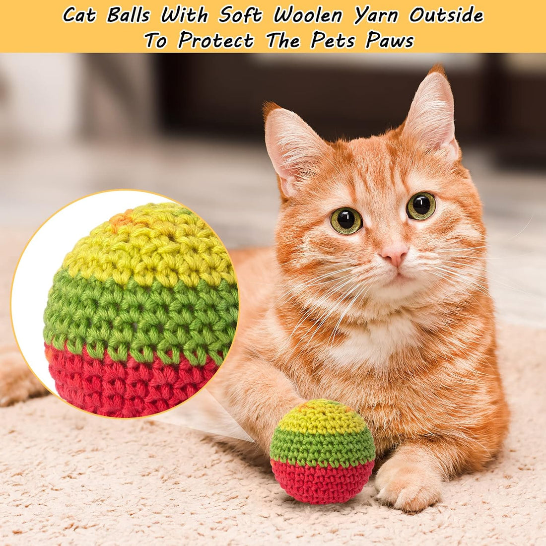 Retro Shaw 6 Pack Cat Toys Balls with Bell Inside