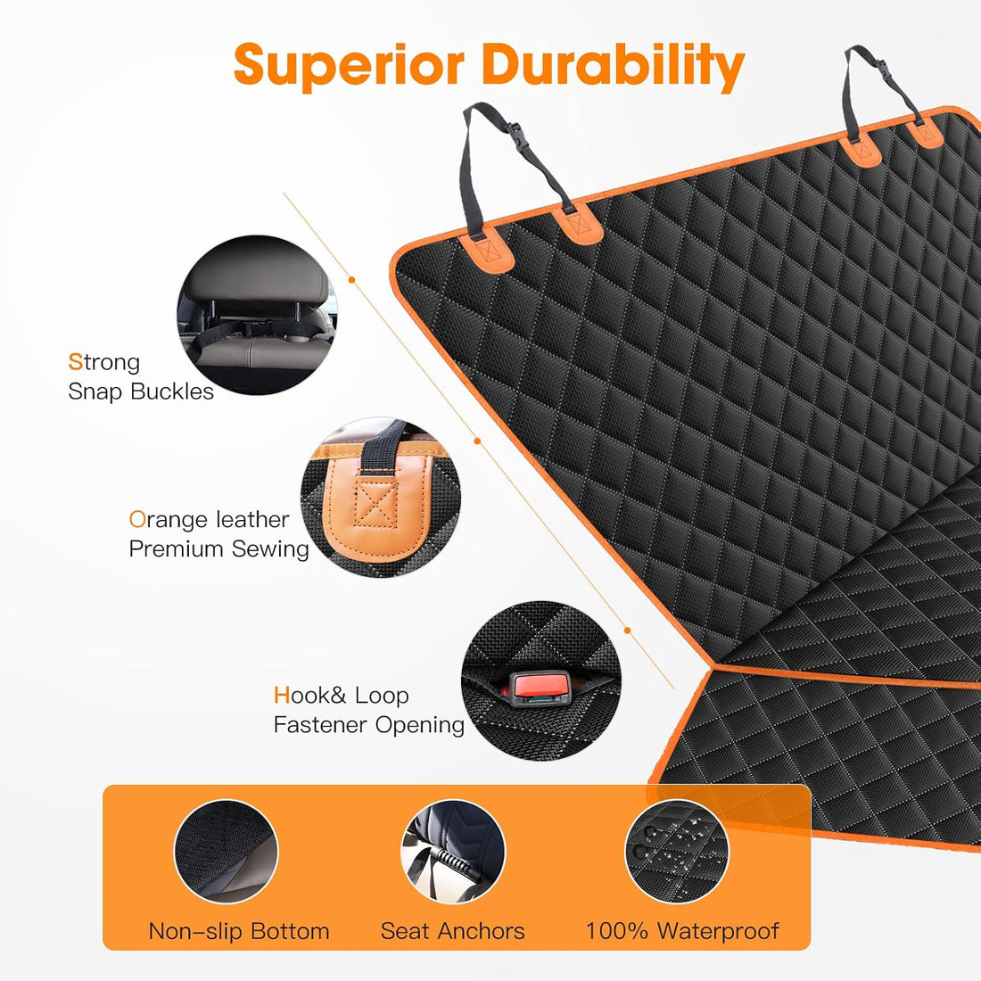 MIXJOY Dog Seat Cover for Back Seat Waterproof Dog Seat Covers