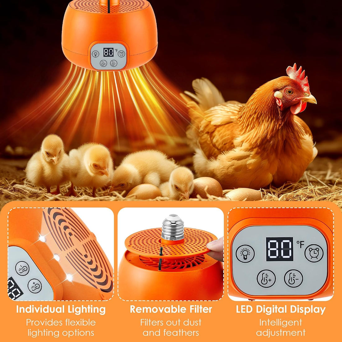 Enhon 2 Pack Chicken Coop Heater with Remote