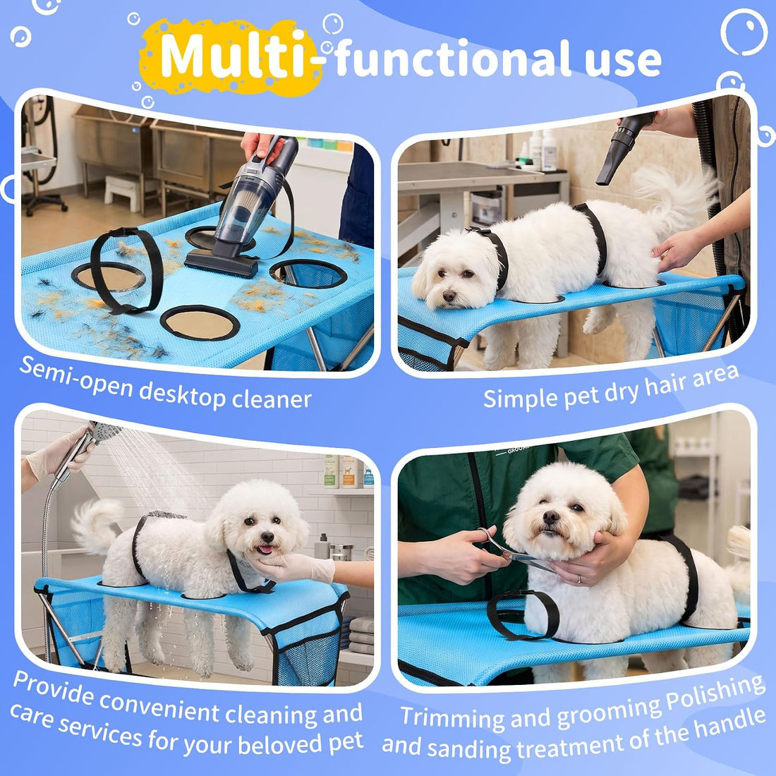 Foldable Dog Grooming Hammock with Stand for Small Dogs & Cats