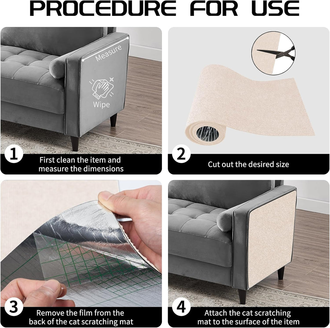 2 Pcs Self-Adhesive Cat Scratch Mat, Cat Scratch Furniture Protector