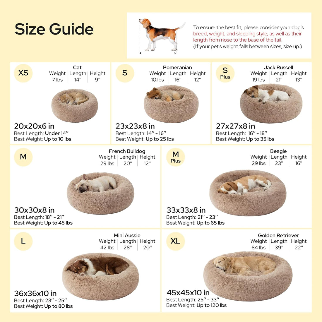 Bedsure Calming Dog Bed Medium Size Dog Donut Washable Pet Bed,30ins