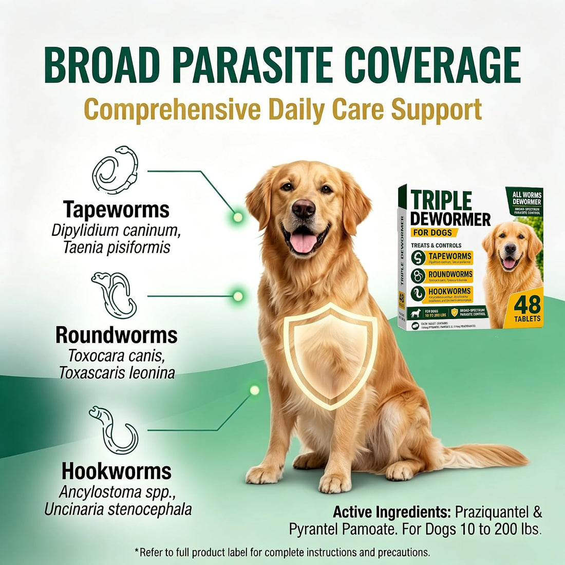 Dewormer for Dogs, Pyrantel Pamoate and Praziquantel for Tapeworms