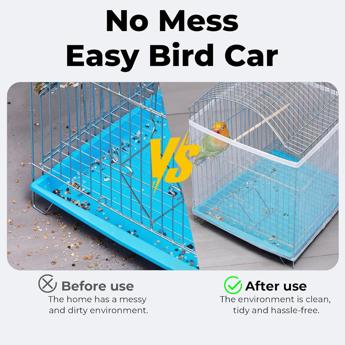2 Pcs Bird Cage Seed Catcher, Adjustable Bird Cage Net Cover