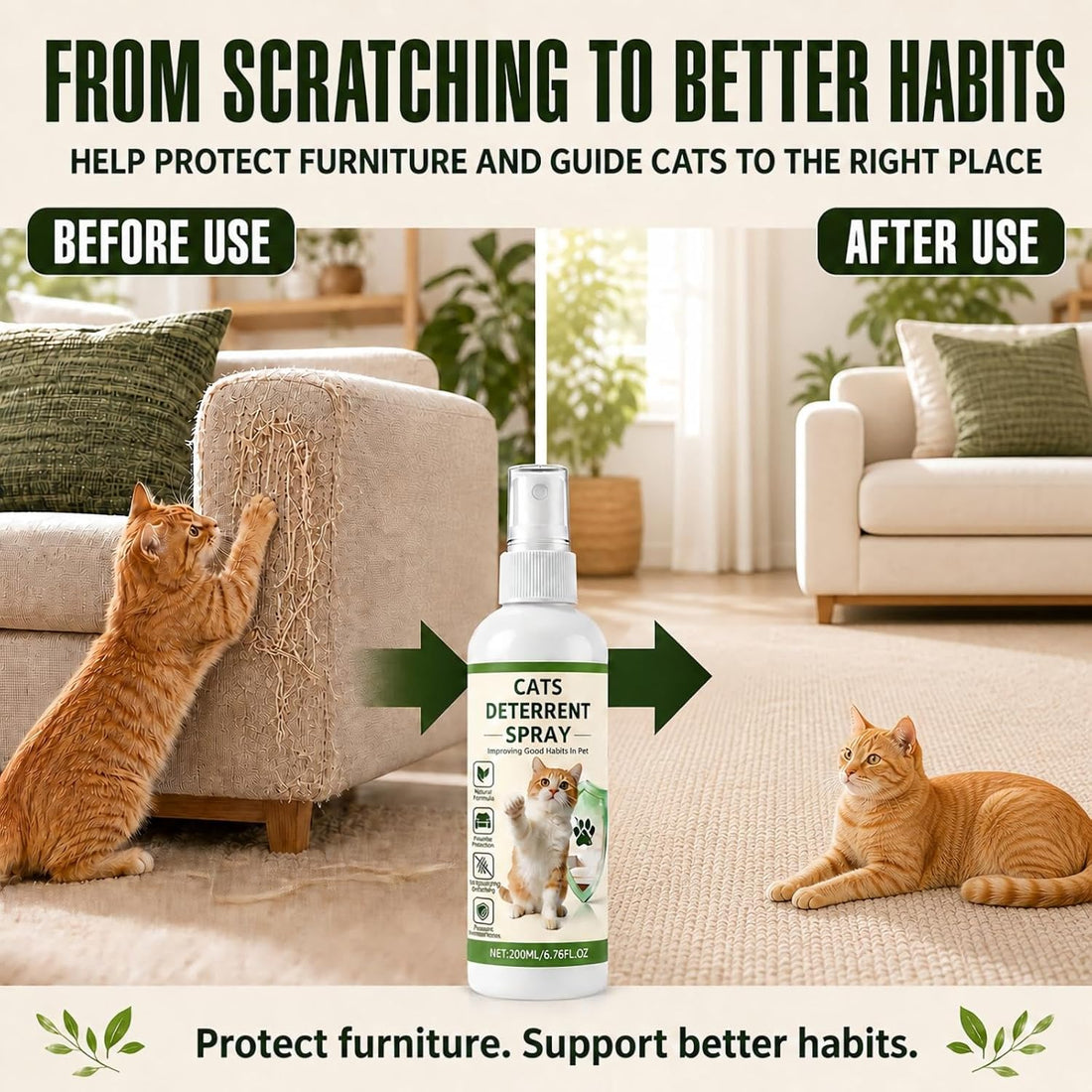Falefale Cat Deterrent Spray, Anti-Scratch & Chewing Training Aid