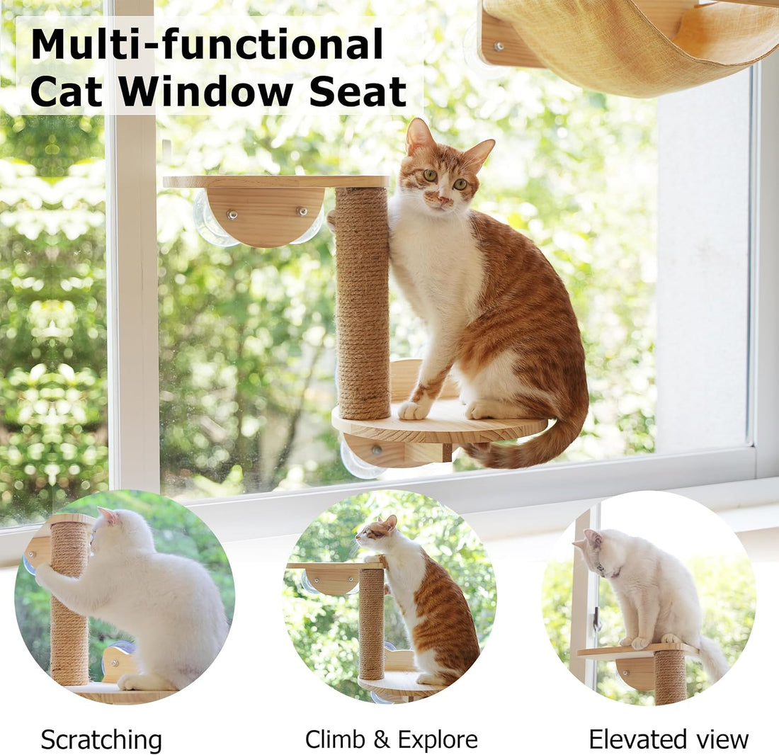 Cat Window Hammock Bed 4pcs/Set Cat Window Perch for Indoor Cats Seat