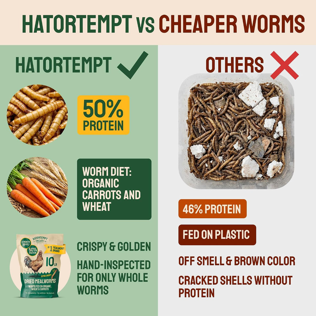 Hatortempt Bulk Dried Mealworms - 5 Lb Bag
