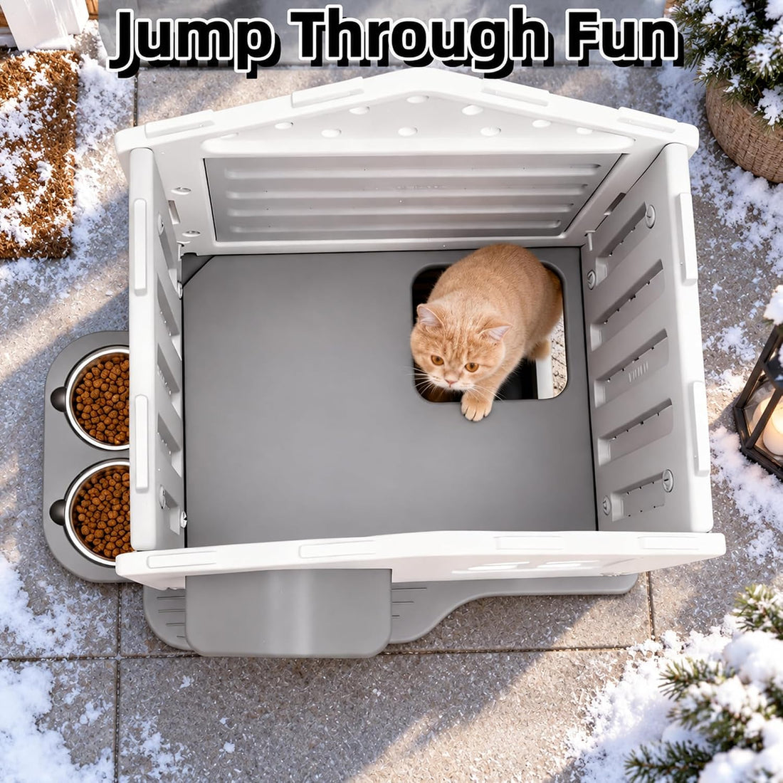 Insulated Outdoor Cat House Weatherproof for Feral Multi Cat