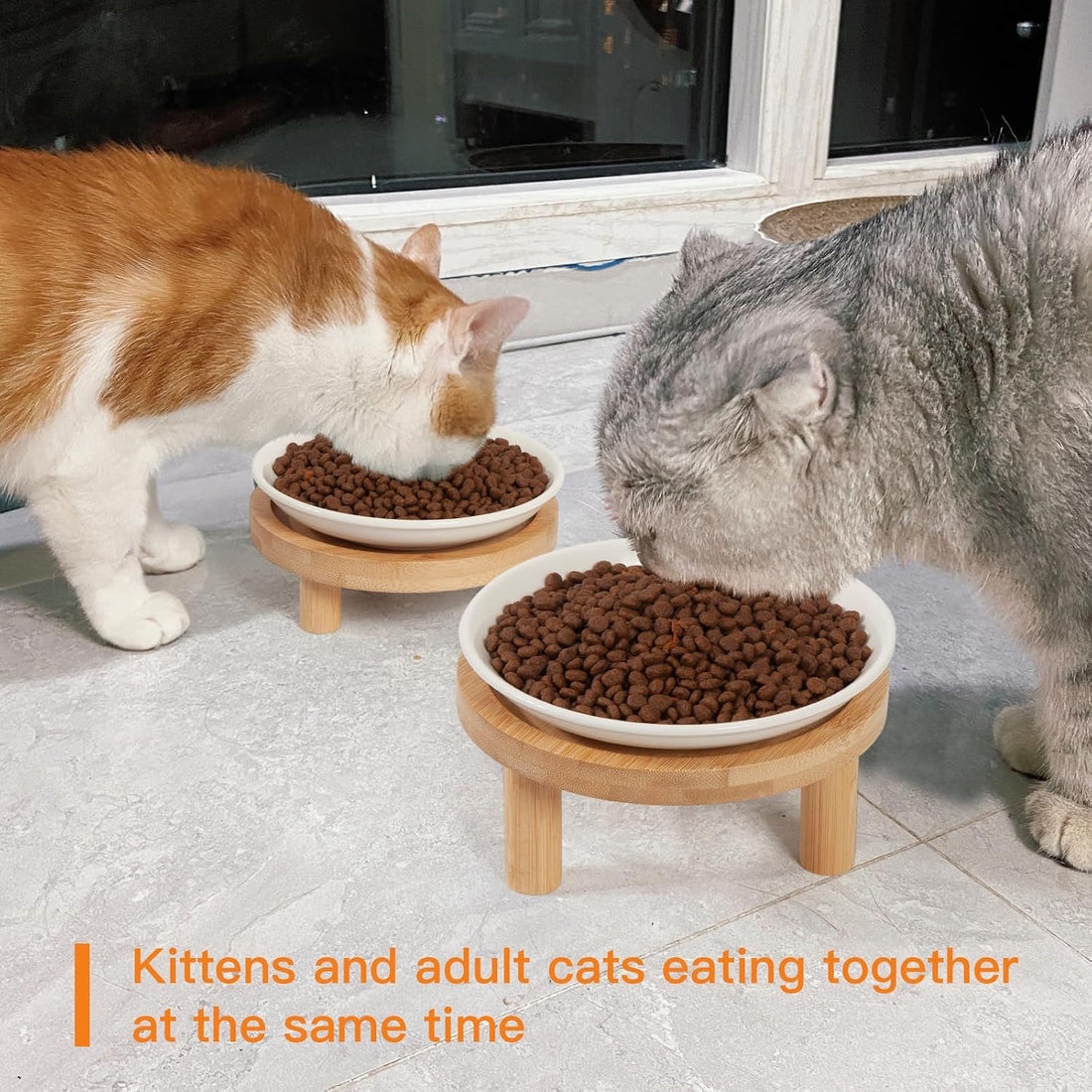 Elevated Cat Bowls Bamboo Stand