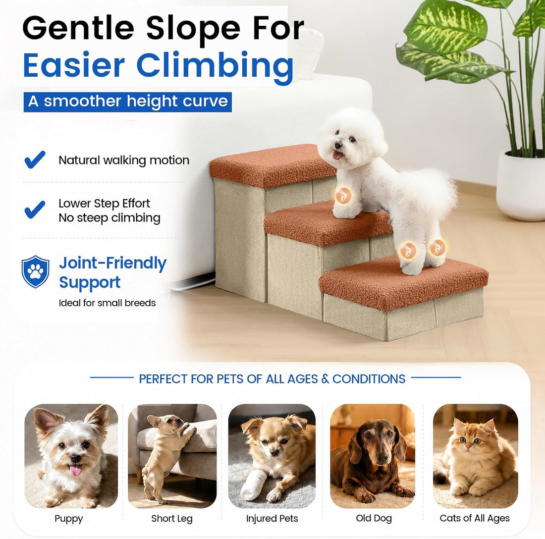 Wider Dog Steps for Bed, Foldable Dog Stairs for Small Large Dogs