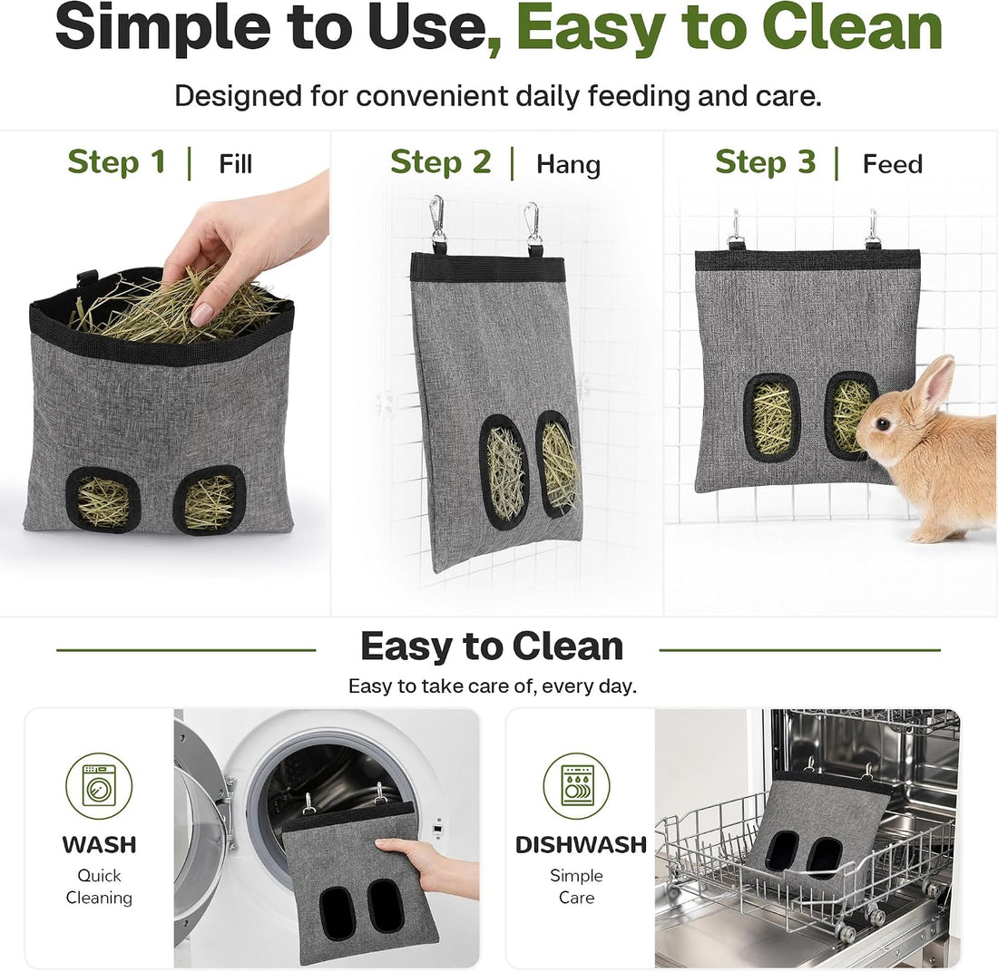 2-Pack Rabbit Hay Feeder Bags for Guinea Pigs, Bunnies & Chinchillas