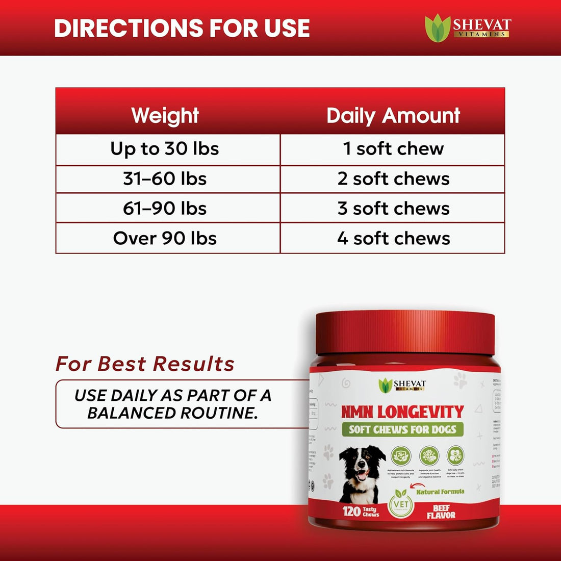 NMN Longevity Soft Chews for Dogs – Beef Flavored