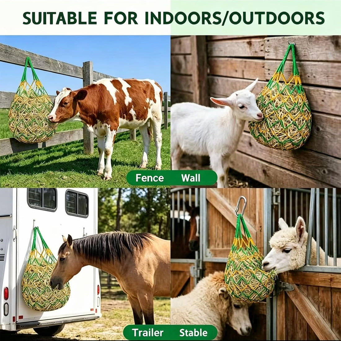 3 PCS Hay Bags for Horses with Carabiners