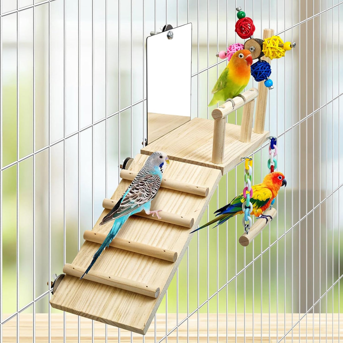 BNOSDM Bird Perch Platform with Mirror