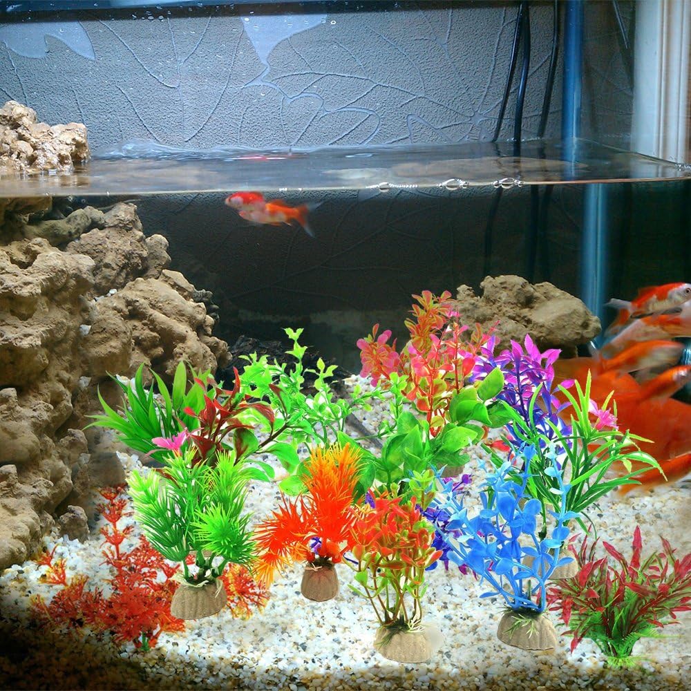 COMSUN 10 Pack Artificial Aquarium Plants