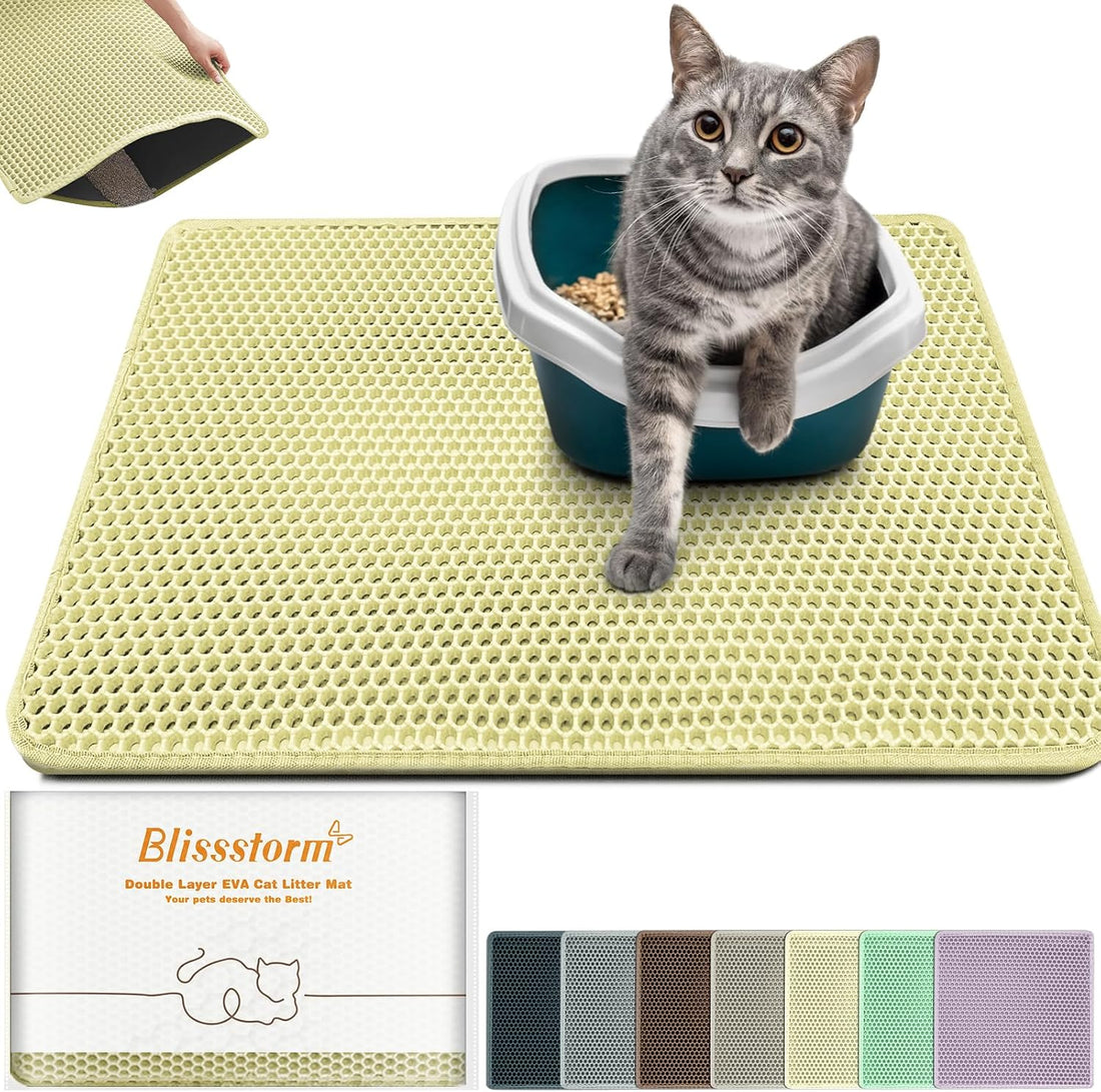 Cat Litter Mat 24"x16",Double Layer EVA Litterbox Mat