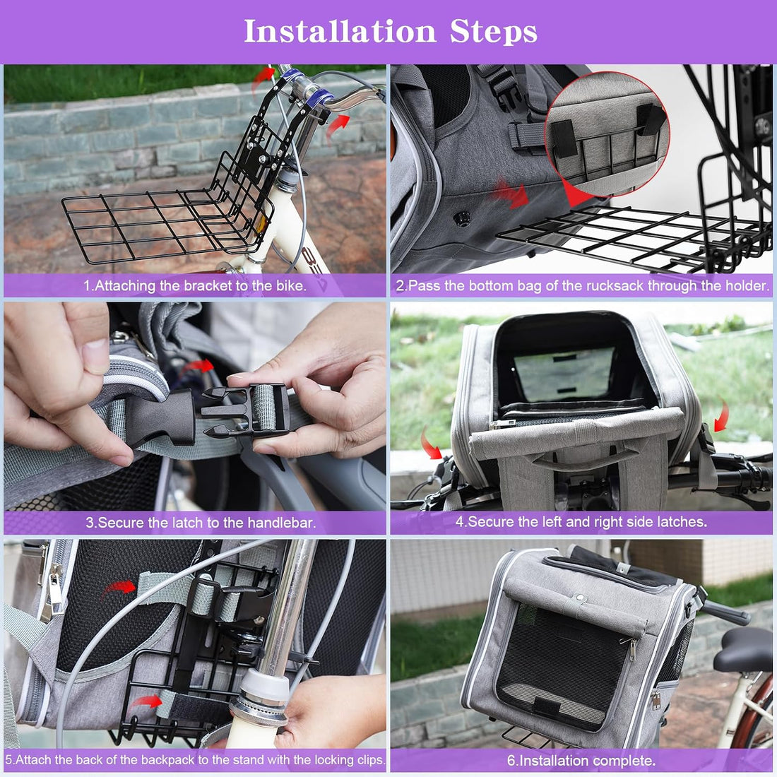 Expandable Dog Bike Basket with Secure Mounting Bracket
